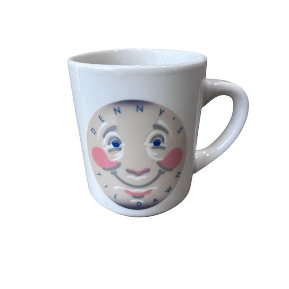 VTG Denny's Til Dawn Cream/Dark Teal Ceramic Heat Activated Moon Coffee Tea Mug - Picture 3 of 10